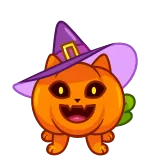 🙃 chat, citrouille, halloween, chapeau de sorcière, effrayant, mignon, automne, automne, dessin animé telegram sticker