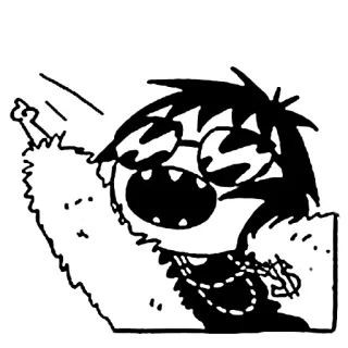 😎 desenho animado, óculos de sol, casaco de pele, personagem, ilustração whatsapp sticker