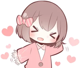 😆 Аниме, Девушка, Мило, Сердечки, Каваий, Наклейка telegram sticker