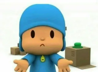 💙 Pocoyo Покойо, мультфильм, персонаж, замешательство, пожимает плечами telegram sticker
