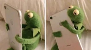 😍 Kermit Kermit the Frog, frog, phone, meme, green, puppet, funny telegram sticker