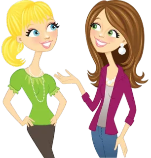👭 dessin animé, femmes, amis, conversation, filles, illustration telegram sticker