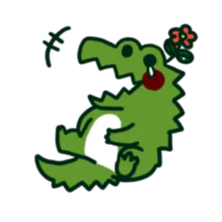 😂 cá sấu, động vật, xanh lá, dễ thương, hoạt hình, nhãn dán telegram sticker