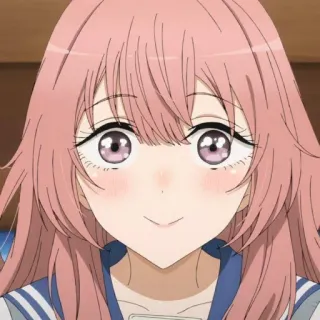 🙂 Marin Kitagawa My Dress-Up Darling anime, fofo, garota, cabelo rosa, retrato telegram sticker
