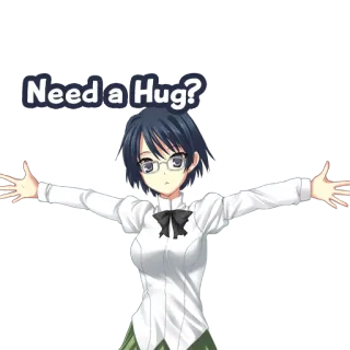 👐 Need a Hug? Anime, Abraço, Garota, Óculos, Amigável telegram sticker