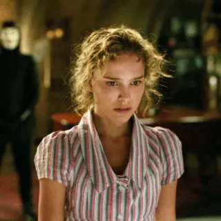 ✨ Evey Hammond V for Vendetta filme, Natalie Portman, distópico, máscara, cinema telegram sticker
