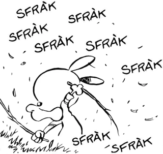 😐 SFRÀK SFRÀK SFRÀK SFRÀK SFRÀK SFRÀK SFRÀK SFRÀK Cómic, Onomatopeya, Onomatopéyico, Dibujos animados, Stick, Efecto de sonido, Cómic italiano telegram sticker