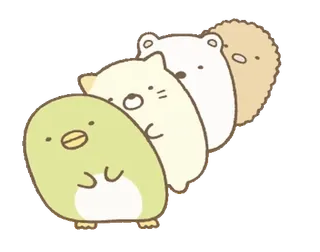 🧅 Sumikko Gurashi, คาวาอิ, น่ารัก, การ์ตูน, สัตว์, เพนกวิน, แมว, หมี, เม่น telegram sticker