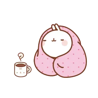☺️ bunny, cute, cozy, sleepy, kawaii, blanket, molang telegram sticker
