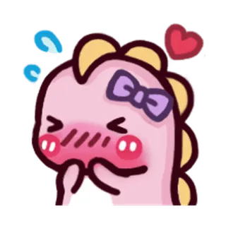 😔 dinosaurier, niedlich, rosa, liebe, kawaii, erröten, cartoon, emoji whatsapp sticker