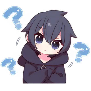 🧐 Anime, Jongen, Schattig, Vraagteken, Chibi, Verward, Denkend telegram sticker