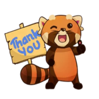 👍 Thank you terima kasih, panda merah, binatang, lucu, rasa syukur, kebaikan, tanda, senang telegram sticker