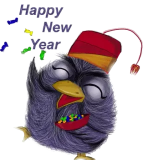 ☃️ Happy New Year ปีใหม่, ฉลอง, นก, ปาร์ตี้ telegram sticker