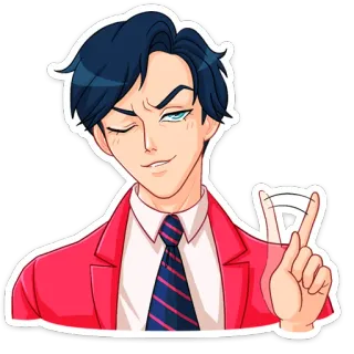 👆 อนิเมะ, มังงะ, ตัวละคร, ผู้ชาย, ขยิบตา, ไขว้นิ้ว whatsapp sticker