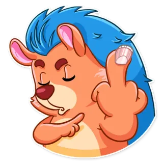 🖕 Riccio, Dito medio, Offensivo, Gesto, Cartone animato, Animale telegram sticker