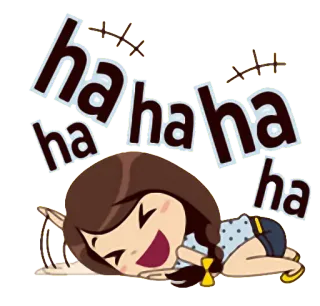 😂 hahahaha risa, gracioso, chica, dibujo animado, emoji whatsapp sticker