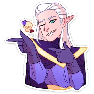 😉 Elf, Fantasy, Magie, Lila, Zwinkern, Zeigen telegram sticker