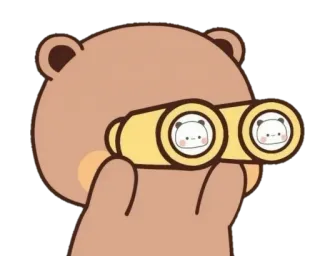 🐻 bear, binoculars, cute, animal, cartoon telegram sticker