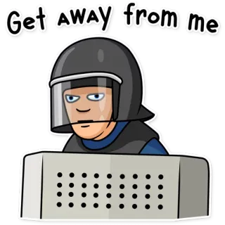 😤 Get AWAY from me 暴動, 警察, 抗議, 装備, 盾 telegram sticker