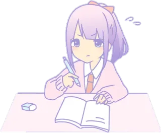 🤓 Anime, Manga, Gadis, Pelajar, Belajar, Berpikir, Lucu, Kawaii whatsapp sticker