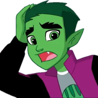😩 Beast Boy Teen Titans Beast Boy, Teen Titans, cartoon, character, green, confused telegram sticker