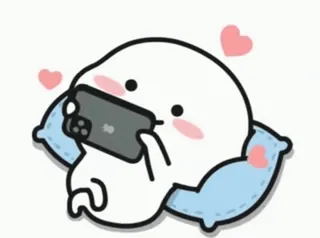 😂 Cartone animato, Carino, Telefono, Cuore, Cuscino telegram sticker