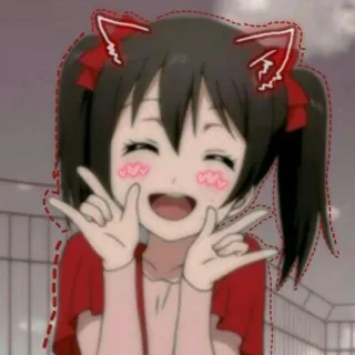 🖤 Animé, Oreilles de chat, Dessin animé, Fille telegram sticker