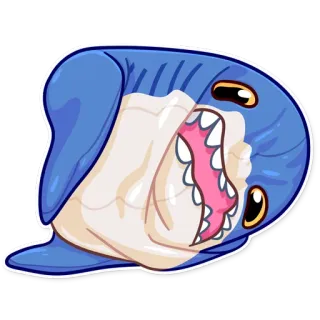 😦 Requin, Dessin animé, Animal, Créature marine, Mignon, Bleu, Bouche ouverte telegram sticker