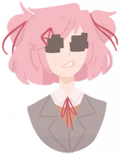 💕 Natsuki Doki Doki Literature Club! Anime, Manga, Uczennica, Słodkie, Różowe włosy, DDLC telegram sticker