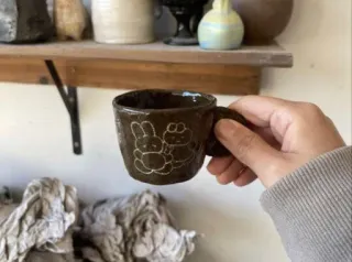 ☁️ mug, rabbit, bear, ceramics, handmade, art telegram sticker