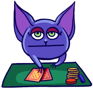 😐 morcego, pôquer, jogo, cartas, cassino, desenho animado, animal telegram sticker