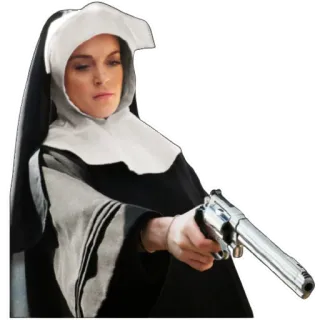 😡 suora, pistola, religione, arma da fuoco, offensivo, arma whatsapp sticker