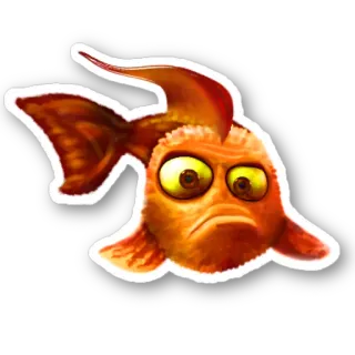 😟 cá, tức giận, hoạt hình, động vật, cam, thú cưng telegram sticker