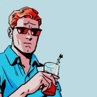😐 man, glasses, drink, cocktail, cartoon telegram sticker