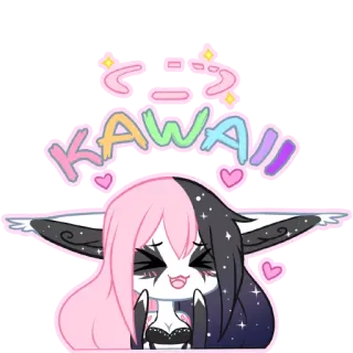 💙 KAWAII kawaii, lindo, anime, manga, brillo, corazones, personaje whatsapp sticker