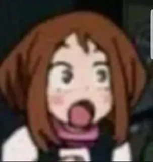 😲 Ochaco Uraraka My Hero Academia Animé, Ochaco Uraraka, choqué(e), surpris(e) telegram sticker