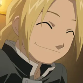 🙂 Edward Elric Fullmetal Alchemist อนิเมะ, มังงะ, ยิ้ม, น่ารัก, ผมบลอนด์, การ์ตูน telegram sticker