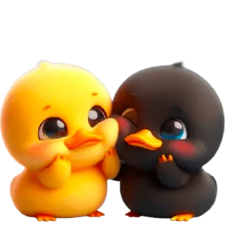 ☺️ patito, mono, dibujos animados, animal, amistad, pato negro, pato amarillo telegram sticker