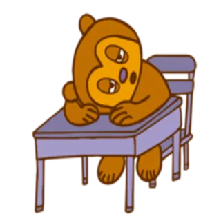 😑 Cartoon, Tier, Sitzend, Schreibtisch, Müde, Gelangweilt whatsapp sticker