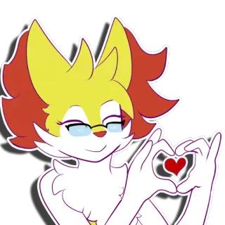 ♥ desenho animado, coração, amor, raposa, animal, óculos telegram sticker