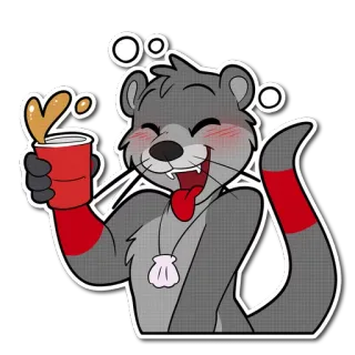 🍻 수달, 만화, 음주, 파티, 의인화, 알코올 telegram sticker