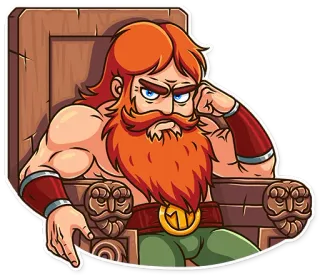 😠 Viking, Cartoon, Personage, Troon, Roodharig, Baard, Serieus telegram sticker