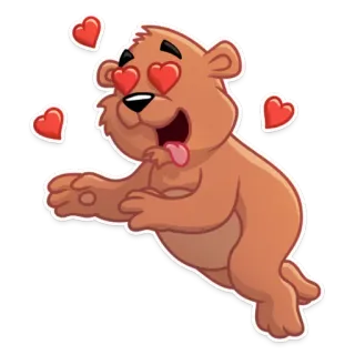 😍 urso, corações, amor, desenho animado, animal, fofo whatsapp sticker