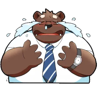 😥 bear, crying, sad, office, tears, cartoon whatsapp sticker