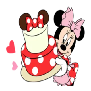 🎂 Minnie Mouse Minnie Mouse, Disney, cartoon, heart, cake whatsapp sticker