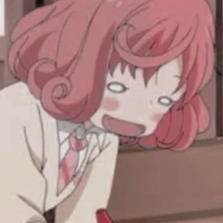 😵 anime, cartoon, pink hair, girl, excited, character telegram sticker