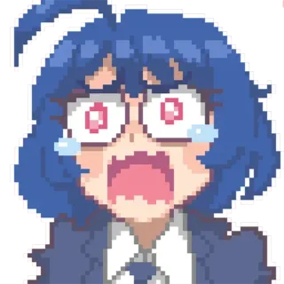 😢 anime, pixel art, crying, worried, scared, exasperated telegram sticker