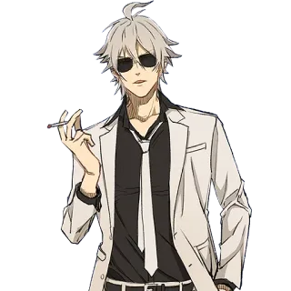 😎 anime, character, man, sunglasses, cigarette, white suit telegram sticker