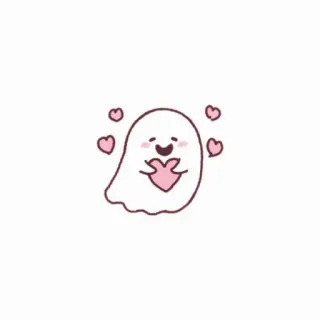 💗 hantu, imut, hati, kawaii, cinta, menggemaskan telegram sticker