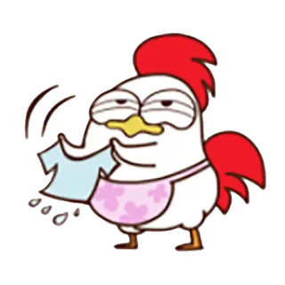 😷 Huhn, Cartoon, Schürze, Niedlich, Tier, Vogel, Handtuch telegram sticker